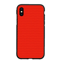 Чехол iPhone XS Max матовый Сочный красный паттерн сетка, цвет: 3D-черный