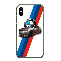 Чехол iPhone XS Max матовый Немецкий кроссовер BMW X6 M, цвет: 3D-темно-зеленый