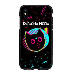 Чехол iPhone XS Max матовый Depeche Mode - rock star cat, цвет: 3D-черный