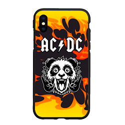 Чехол iPhone XS Max матовый AC DC рок панда и огонь, цвет: 3D-черный