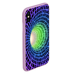 Чехол iPhone XS Max матовый Червоточина - трехцветная сетка со свечением, цвет: 3D-сиреневый — фото 2