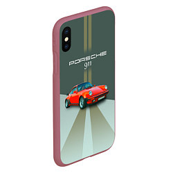 Чехол iPhone XS Max матовый Porsche спортивный немецкий автомобиль, цвет: 3D-малиновый — фото 2