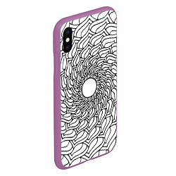 Чехол iPhone XS Max матовый Мандала солнцевидная чёрно-белая, цвет: 3D-фиолетовый — фото 2