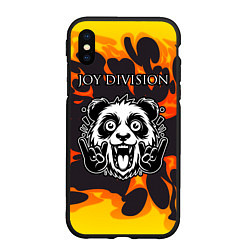Чехол iPhone XS Max матовый Joy Division рок панда и огонь, цвет: 3D-черный