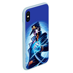 Чехол iPhone XS Max матовый Jotaro Kujo - neon glow fantasy, цвет: 3D-голубой — фото 2