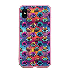 Чехол iPhone XS Max матовый Furry color anime faces, цвет: 3D-розовый