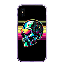 Чехол iPhone XS Max матовый Cyber skull - ai art fantasy, цвет: 3D-светло-сиреневый