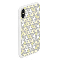 Чехол iPhone XS Max матовый Паттерн геометрия светлый жёлто-серый, цвет: 3D-белый — фото 2