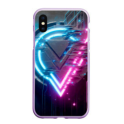 Чехол iPhone XS Max матовый Neon geometric abstraction - ai art, цвет: 3D-сиреневый