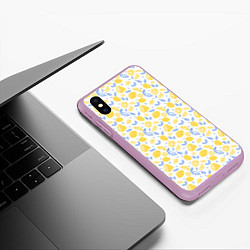 Чехол iPhone XS Max матовый Летний вайб - паттерн лимонов, цвет: 3D-сиреневый — фото 2