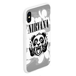 Чехол iPhone XS Max матовый Nirvana рок панда на светлом фоне, цвет: 3D-белый — фото 2