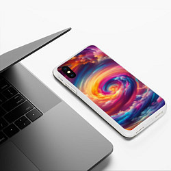 Чехол iPhone XS Max матовый Водоворот ярких красок, цвет: 3D-белый — фото 2