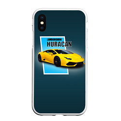 Чехол iPhone XS Max матовый Спортивная итальянская машина Lamborghini Huracan, цвет: 3D-белый