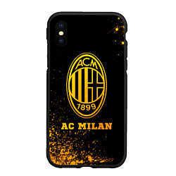 Чехол iPhone XS Max матовый AC Milan - gold gradient, цвет: 3D-черный