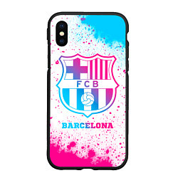 Чехол iPhone XS Max матовый Barcelona neon gradient style