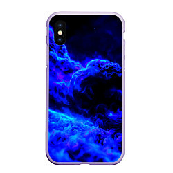 Чехол iPhone XS Max матовый Синий густой дым - inferno blue, цвет: 3D-светло-сиреневый