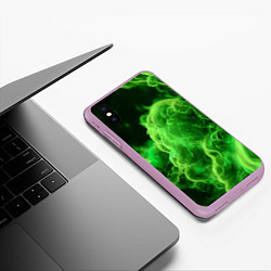 Чехол iPhone XS Max матовый Зелёный густой дым - inferno green, цвет: 3D-сиреневый — фото 2