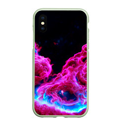 Чехол iPhone XS Max матовый Розовый густой туман - inferno pink, цвет: 3D-салатовый