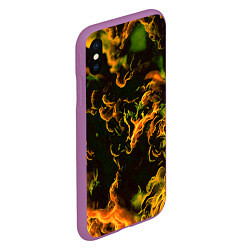 Чехол iPhone XS Max матовый Жёлтое огненное пламя инферно - inferno yellow, цвет: 3D-фиолетовый — фото 2