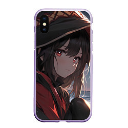 Чехол iPhone XS Max матовый Konosuba Мэгумин cute, цвет: 3D-светло-сиреневый