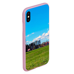 Чехол iPhone XS Max матовый Пригородный пейзаж, цвет: 3D-розовый — фото 2