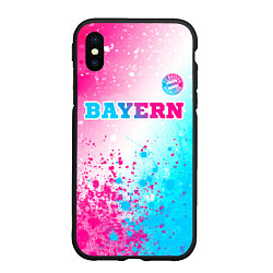 Чехол iPhone XS Max матовый Bayern neon gradient style посередине, цвет: 3D-черный