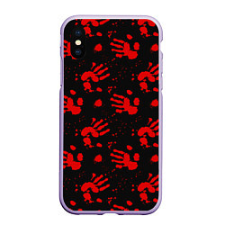 Чехол iPhone XS Max матовый Blood hands паттерн, цвет: 3D-светло-сиреневый