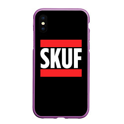 Чехол iPhone XS Max матовый Skuf красные линии, цвет: 3D-фиолетовый