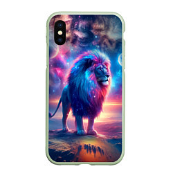 Чехол iPhone XS Max матовый Space lion - ai art fantasy, цвет: 3D-салатовый