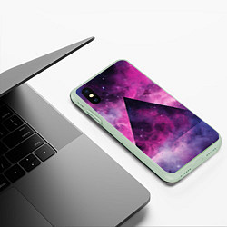 Чехол iPhone XS Max матовый Пирамида в космосе абстракции, цвет: 3D-салатовый — фото 2