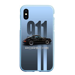 Чехол iPhone XS Max матовый Винтажный автомобиль Porsche, цвет: 3D-голубой