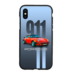 Чехол iPhone XS Max матовый Винтажный автомобиль Porsche 911 Carrera, цвет: 3D-черный