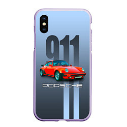 Чехол iPhone XS Max матовый Винтажный автомобиль Porsche 911 Carrera, цвет: 3D-светло-сиреневый