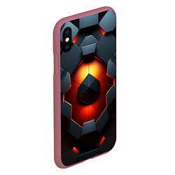 Чехол iPhone XS Max матовый Конструкция из объемных оранжевых плит, цвет: 3D-малиновый — фото 2