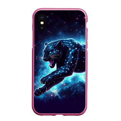 Чехол iPhone XS Max матовый Fantastic star panter - ai art fantasy, цвет: 3D-малиновый