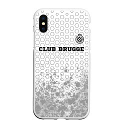 Чехол iPhone XS Max матовый Club Brugge sport на светлом фоне посередине, цвет: 3D-белый