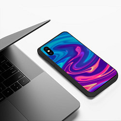 Чехол iPhone XS Max матовый Неоновый градиент синий и оранжевый, цвет: 3D-черный — фото 2