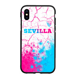 Чехол iPhone XS Max матовый Sevilla neon gradient style посередине