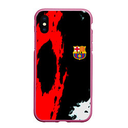 Чехол iPhone XS Max матовый Barcelona fc краски спорт, цвет: 3D-малиновый