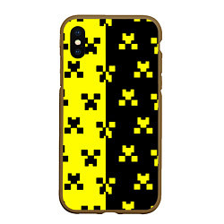 Чехол iPhone XS Max матовый Minecraft logo brend online, цвет: 3D-коричневый