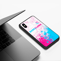 Чехол iPhone XS Max матовый Barcelona neon gradient style посередине, цвет: 3D-черный — фото 2