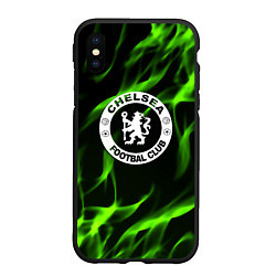 Чехол iPhone XS Max матовый Chelsea sport club fc fire, цвет: 3D-черный