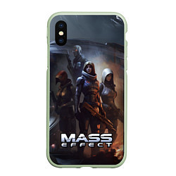 Чехол iPhone XS Max матовый Mass Effect space game, цвет: 3D-салатовый