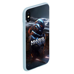 Чехол iPhone XS Max матовый Mass Effect game space, цвет: 3D-голубой — фото 2