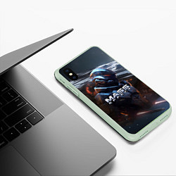 Чехол iPhone XS Max матовый Mass Effect game space, цвет: 3D-салатовый — фото 2