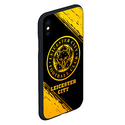 Чехол iPhone XS Max матовый Leicester City - gold gradient, цвет: 3D-черный — фото 2