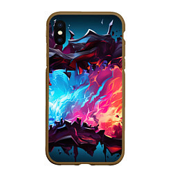 Чехол iPhone XS Max матовый Абстрактные краски во взрыве, цвет: 3D-коричневый