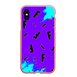 Чехол iPhone XS Max матовый Fortnite neon steel colors epic, цвет: 3D-баблгам