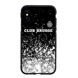 Чехол iPhone XS Max матовый Club Brugge sport на темном фоне посередине, цвет: 3D-черный