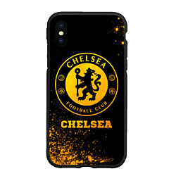 Чехол iPhone XS Max матовый Chelsea - gold gradient, цвет: 3D-черный